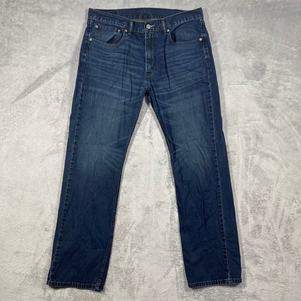 Levi's 505 Jeans Men 36(34)x34(31) Dark Wash Blue Straight Leg Denim Pants